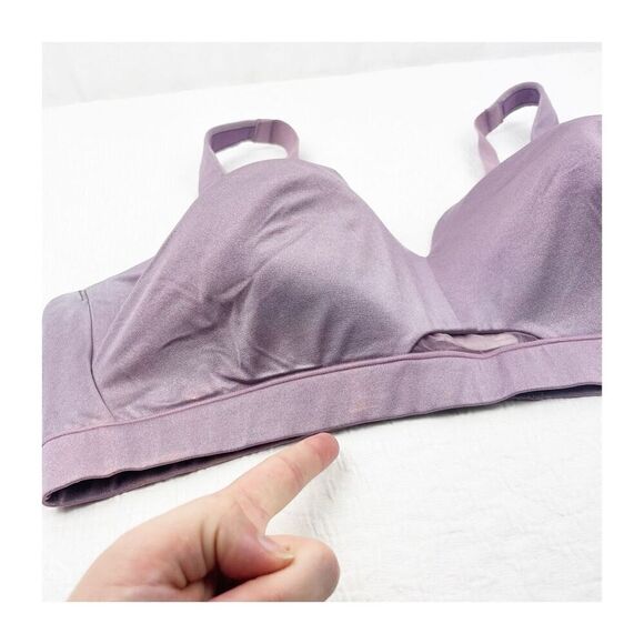 Cacique 42dd purple upcycle bra damaged missing hooks and stains - Picture 3 of 16